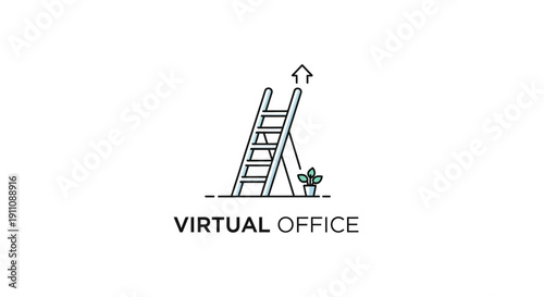 Virtual Office Ladder Illustration Design.