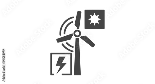 Wind Turbine Renewable Energy Icon.