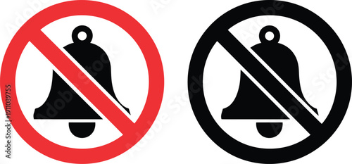 Two different symbols indicating that the use of a bell is not allowed