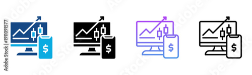 Trading Icon Different Style Outline Collection Set Vector Illustration