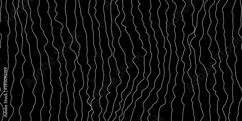 Abstract composition features densely packed curving white lines against a stark black background creating a textured and rhythmic visual pattern high-quality professional.