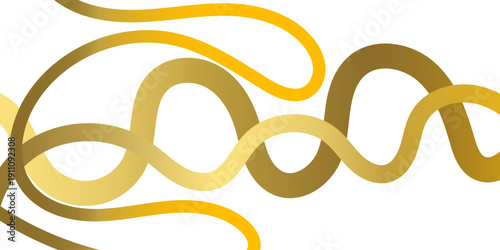 Abstract color curve wavy lines pattern background, abstract composition featuring interwoven flowing golden ribbons against a stark white background creating a dynamic and elegant visual effect.
