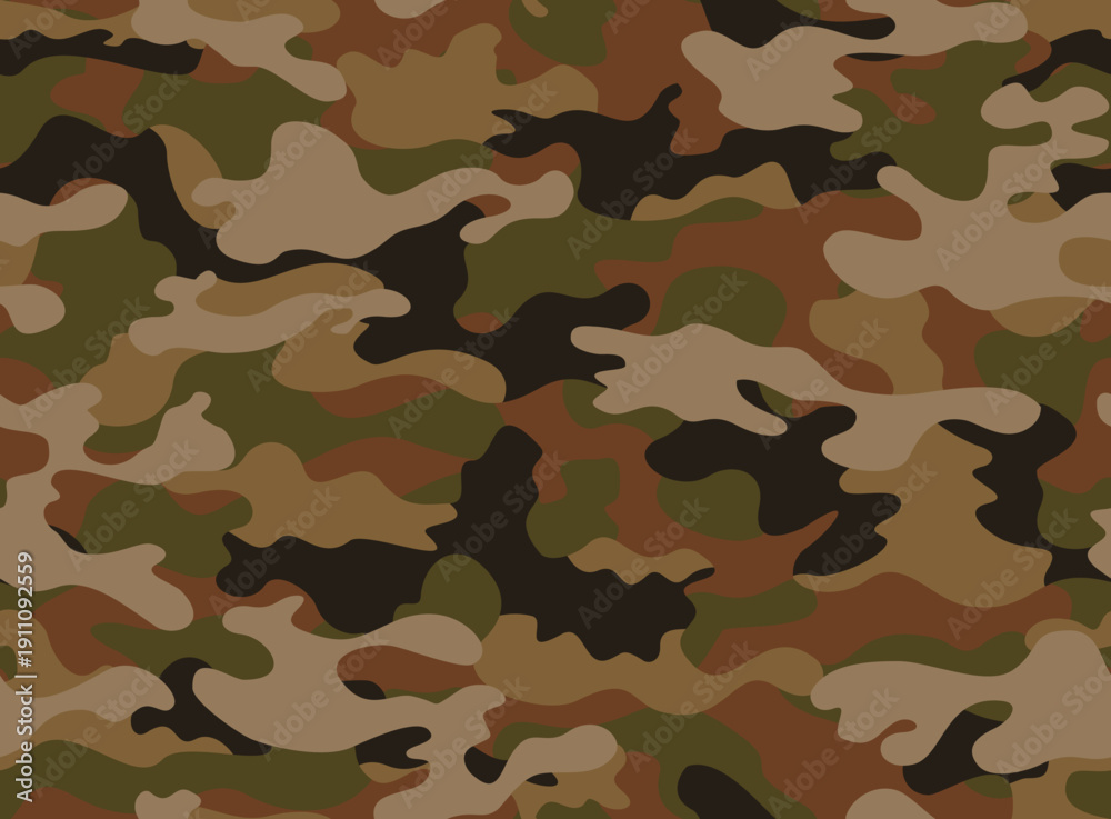 Fototapeta premium Camouflage pattern vector army background, trendy forest design