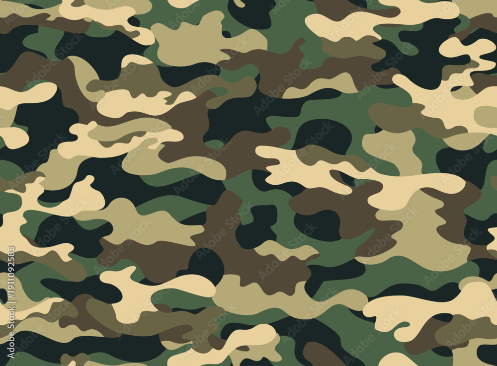 Fototapeta premium Trendy camouflage pattern, military texture, modern seamless army background