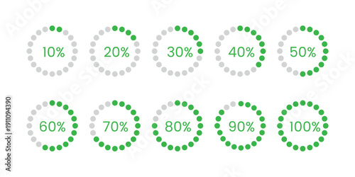 Pixel Style Loading Progress Bar Set with Percentage Levels
