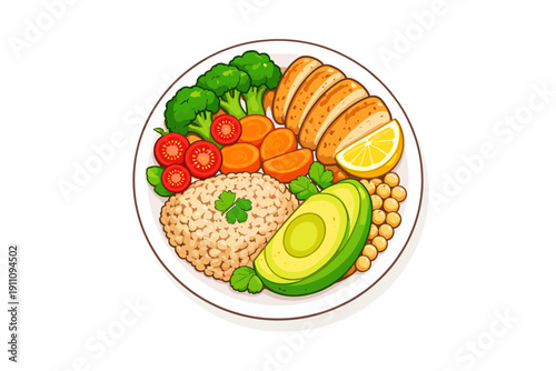 Healthy Food Bowl Illustration