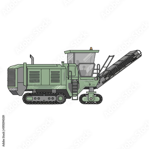 Green Heavy Duty Industrial Milling Machine On Tracks For Road Construction