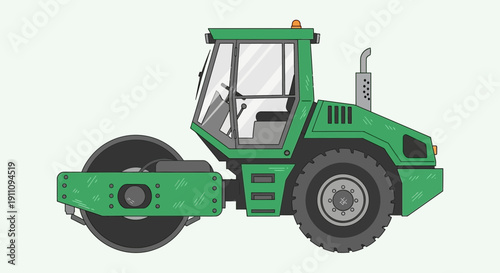 Green Heavy Construction Roller Machine For Road Building And Compaction