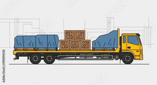 Freight Truck Delivering Goods Across Industries And Continents