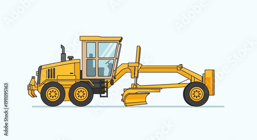Heavy Construction Grader Machine Isolated On White Background