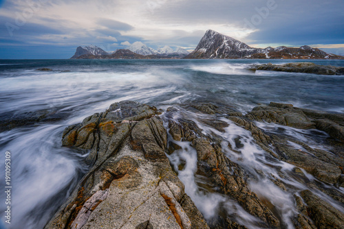Rocky coast, Drogstolen, Lofoten, Norway