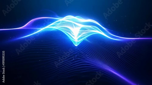 Flowing Blue Purple Neon Wave Motion Graphics Abstract Digital Background