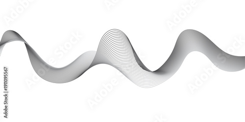Modern Abstract Grey Flowing Waves Forming Smooth Layered Lines in Harmonious Motion, Minimal Geometric Vector Pattern on Transparent for Technology and Business Branding.