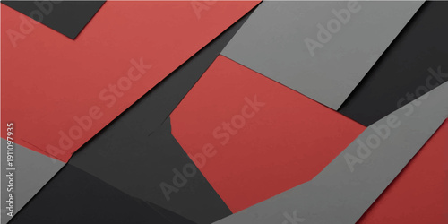 Red and black abstract vector illustration of an empty 3d highway path representing a successful business travel concept with a light line on the asphalt road under a paper sky design