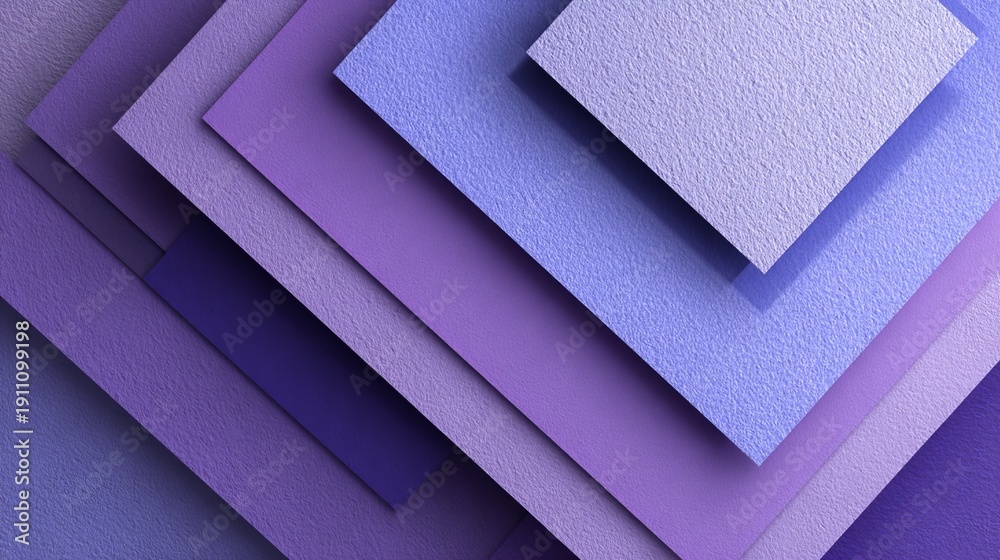 Obraz premium A stack of layered purple and blue colored paper sheets in a modern geometric arrangement