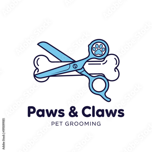 Scissors and Bone Logo for Pet Grooming Service