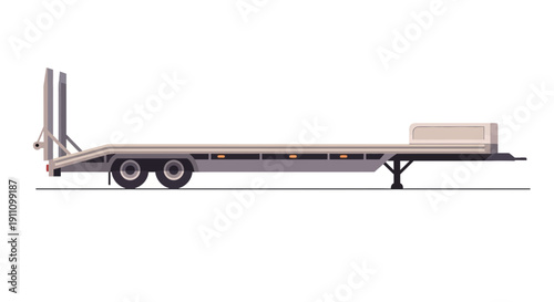 Heavy Duty Flatbed Trailer Isolated On White Background