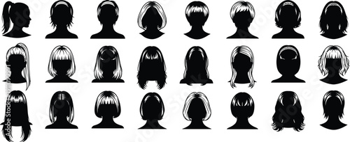 Set of energetic dancer silhouettes performing hip hop and street dance moves including jumps and handstands isolated on white background