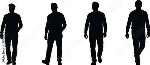 various happy children holding hands silhouettes for flat vector illustration of diverse kids friends standing together isolated on white background