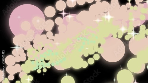 Pastel Colored Bubbles with Sparkling Stars Animation.