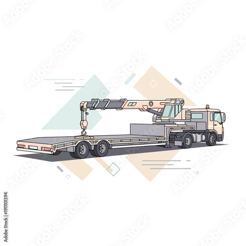 Heavy Duty Flatbed Truck With Integrated Crane For Industrial Lifting Operations