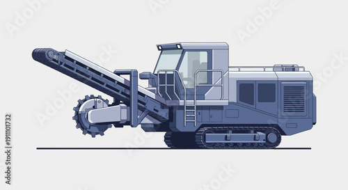 Heavy Duty Industrial Excavator Machine Construction Equipment Illustration