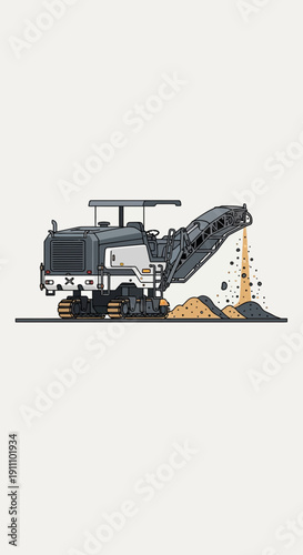 Heavy Duty Milling Machine Performing Road Surface Reconstruction Operations