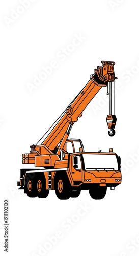 Heavy Duty Mobile Crane Lifting Equipment Construction Vehicle Illustration