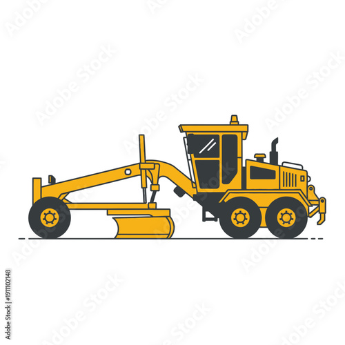 Heavy Duty Motor Grader Machine For Construction Site Flat Design