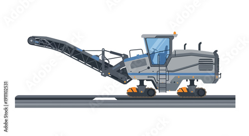 Heavy Duty Road Milling Machine Illustration For Construction Projects