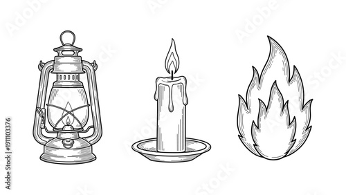 Lantern Candle Flame Illustration