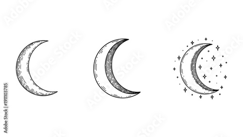 Crescent Moon Phases Illustration