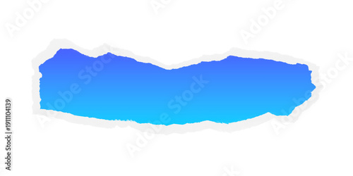 Blue torn paper ripped edges isolated on transparent background. 