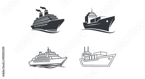 Ship and vessel icons illustrate maritime transport.