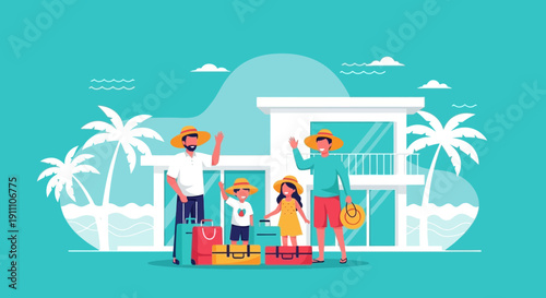 Family Holiday Adventure Ready For Travel Exciting Summer Vacation Destination