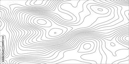 Minimalist abstract topographic contour line background featuring smooth flowing elevation curves, black and gray terrain map patterns on white or transparent surface for digital relief and design art