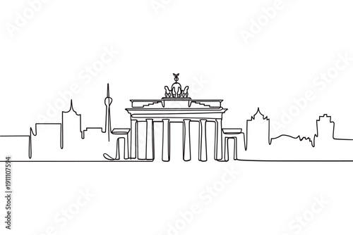 Minimalist line drawing depicting the iconic skyline of berlin germany
