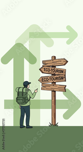 Green Travel Choice Sustainable Journey Direction Sign Eco Tourism Adventure