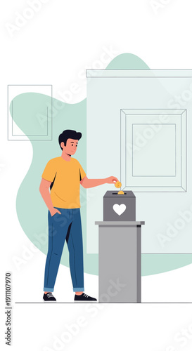 Generous Individual Donates To Charitable Cause Inside A Modern Building Setting