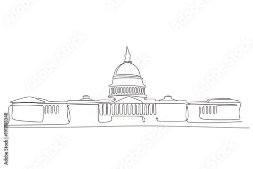 Line drawing depicts the united states capitol building in washington d c
