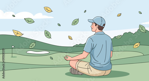 Golfer Finds Serenity Amidst Falling Autumn Leaves