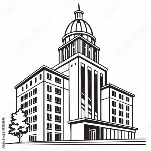 A large building with a dome on top Vector