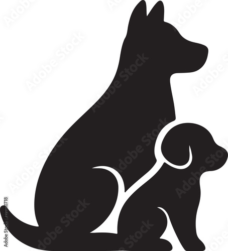 Friendly cartoon dog illustration, wagging tail with happy expression, isolated on white