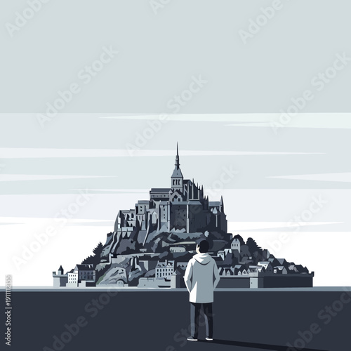 Majestic Mont Saint Michel Island Fortress Under a Vast Sky