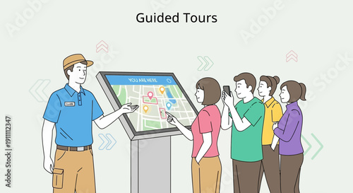 Interactive Map Guide Assisting Tourists At Digital Kiosk