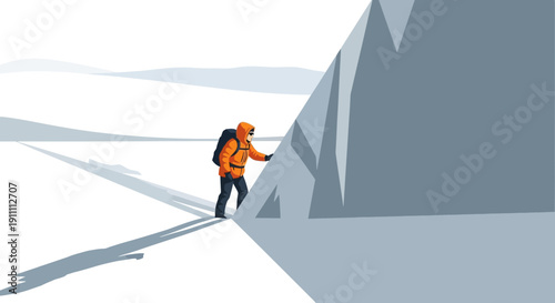 Lone Climber Ascends Icy Summit With Determination and Strength