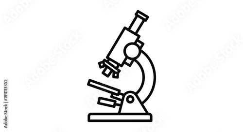 Simple line drawing of a microscope a scientific tool in black silhouette