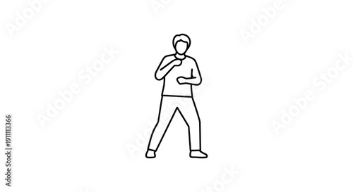 Simple line drawing of a man in a boxing stance minimalist silhouette