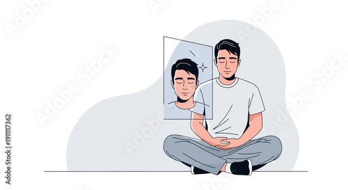 Man Meditating Reflects Inner Peace And Self Awareness