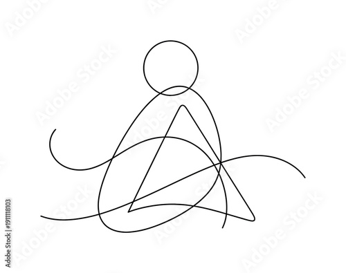 Classic Abstraction. Minimalistic one-line drawing abstract balanced composition of flowing curves and